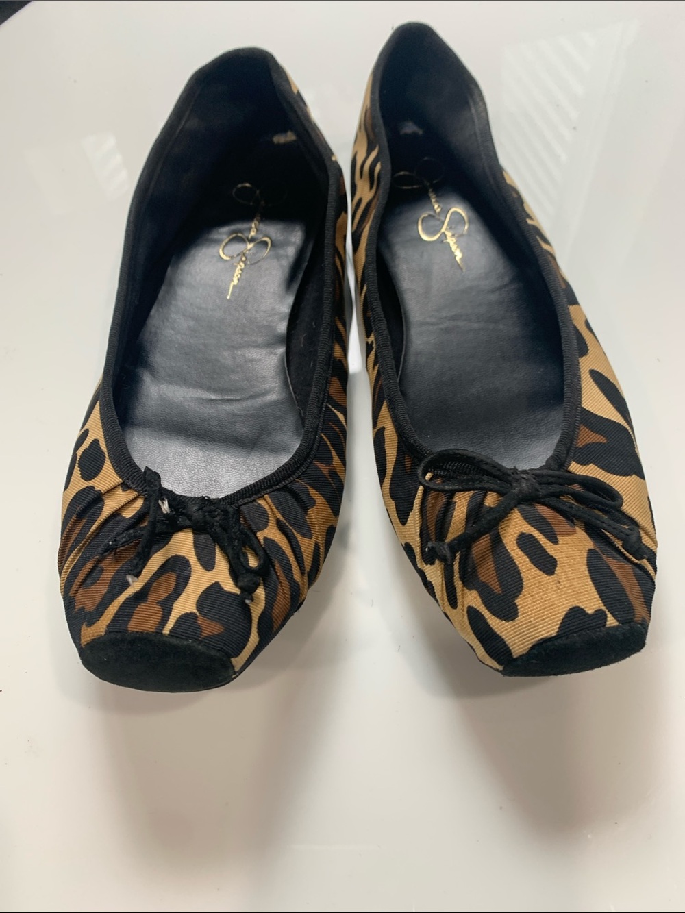 Leopard Print Bow Ballet Flats - Black & Brown